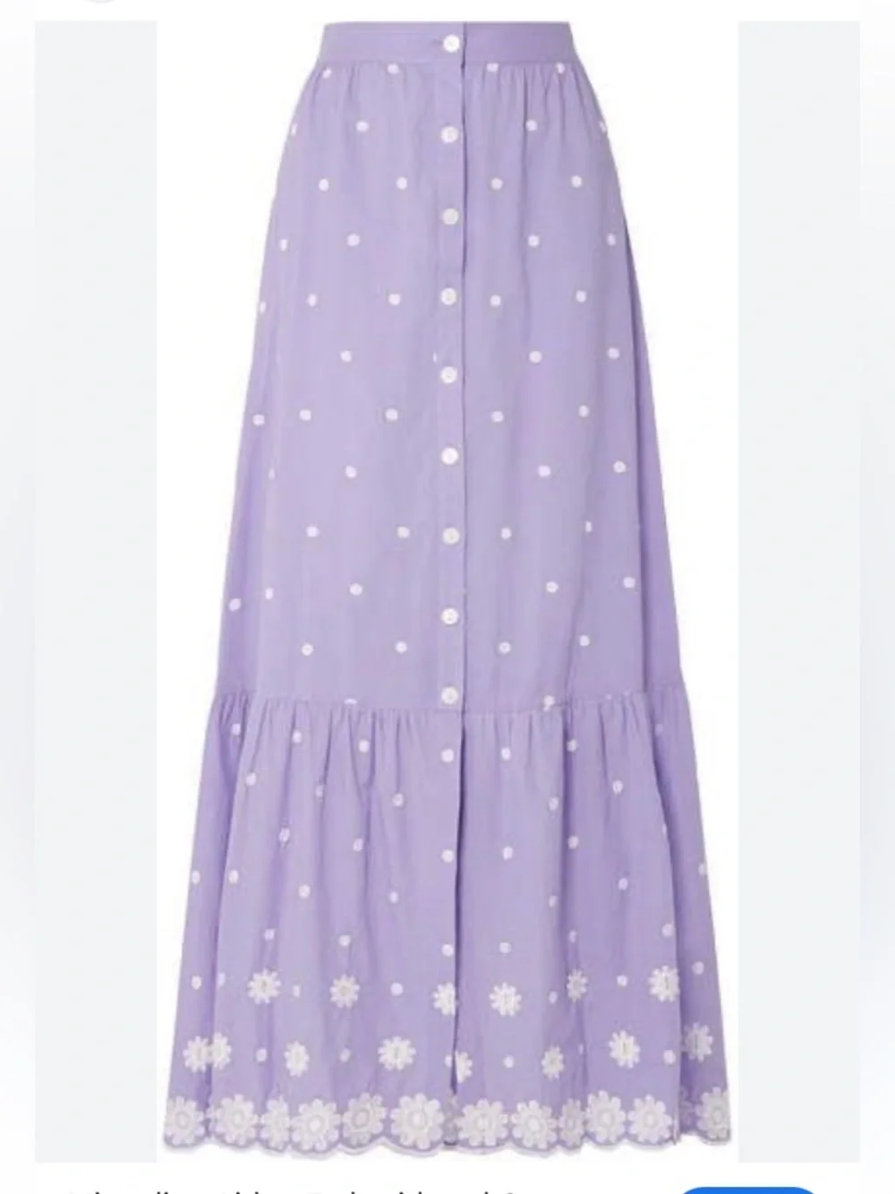 Miguelina Aiden Button Down Embroidered Cotton-voile Maxi Skirt Lilac Size XS